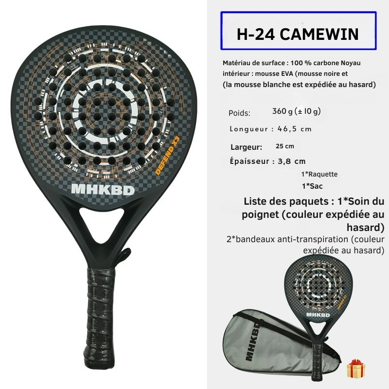 Raquette de Padel 100% Carbone avec Mousse EVA
